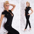 Джинсовый комбинезон Bigsweety, длинный женский комбинезон с глубоким V-образным вырезом, на пуговицах, с цепочкой, черный, для женщин