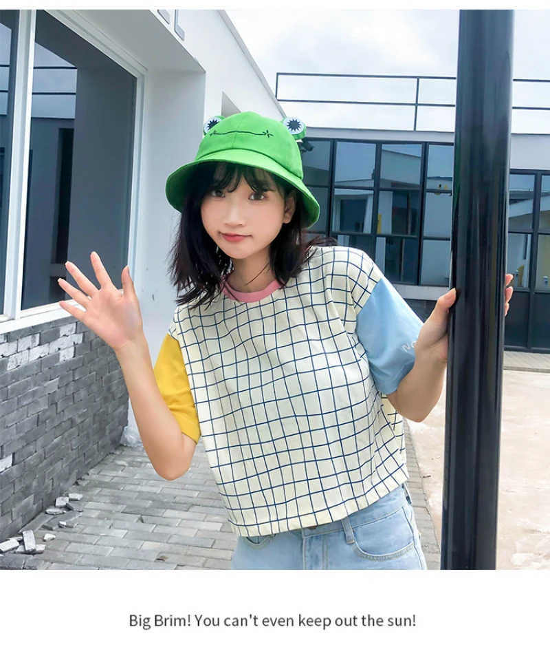 

2021 Fashion Frog Parent-child Hat Summer Cotton Cute Frog Bucket Hat Outdoor Foldable Fisherman Hat For Travel And Leisure