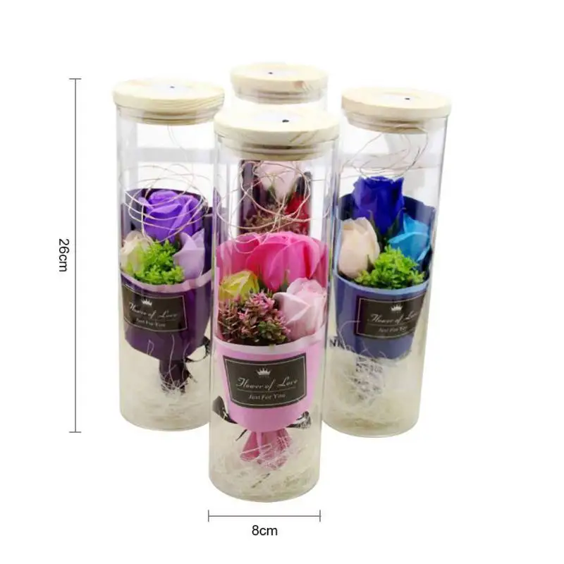 

Valentine's Day Bottle Decoration Wishing Bottle LED Light Romantic Dried Flower Dolls Wedding Rose Gifts Random Color