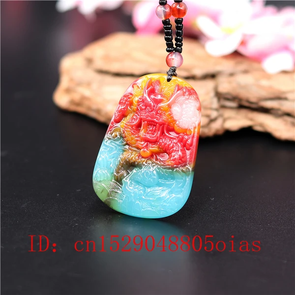 Натуральный цвет Нефритовый камень кулон дракона бусы ожерелье Китайский жадеит