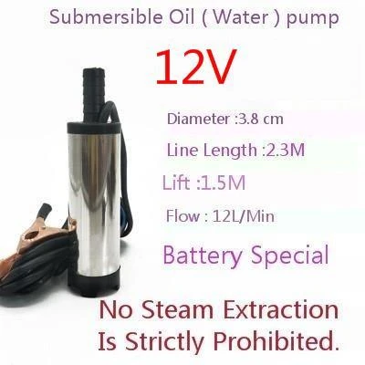 12V масляный насос перекачки погружные насосы для дизельного топлива Расходомер 30L/мин 5m шнур питания Электрический мини-поле автомобиля для водяной насос 12V