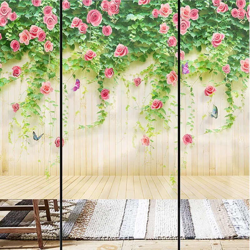 

Custom size flower electrostatic frosted window glass sticker light transparent opaque bathroom kitchen cellophane office film