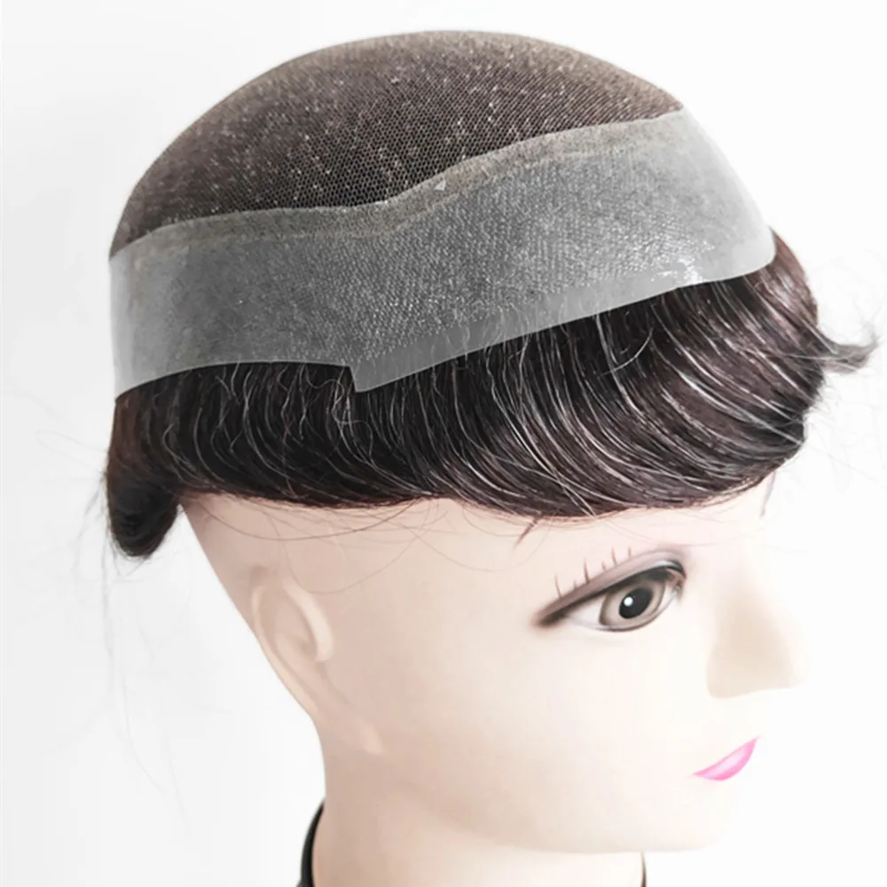 Кружевной верх из ПУ кожи вокруг мужчин парик для волос Протез волос|Парики| |