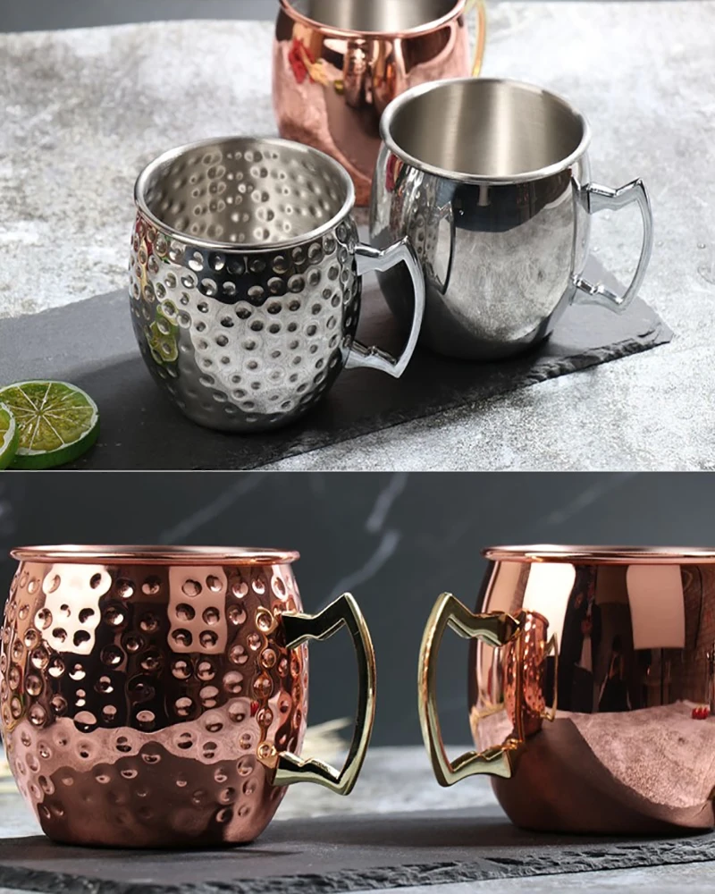 Московский мул кружка 304 Нержавеющая сталь Еда безопасный коктейль чашка ручной