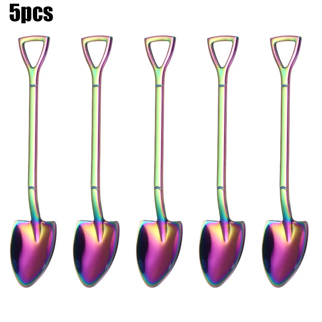5x Нержавеющая сталь ложка-Лопатка Форма Кофе мороженое арбуз Ручка Ложки Посуда