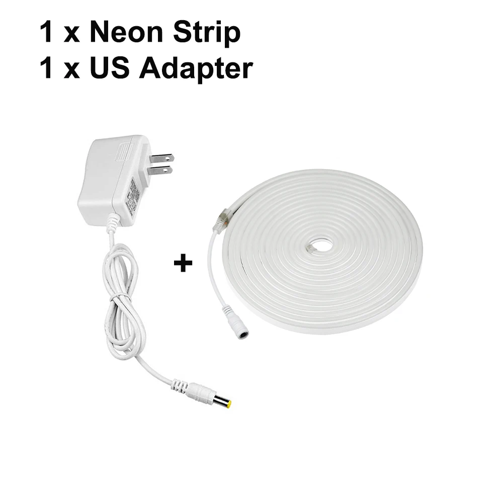 US Plug With LEDTape 12V Светодиодные ленты неоновый светильник вывеска 1/2/3/4/5 м Гибкий неоновый светодиодный лента для украшения дома светильник ing Водонепроницаемый Светодиодная лента световой - Испускаемый цвет: US Plug With LEDTape