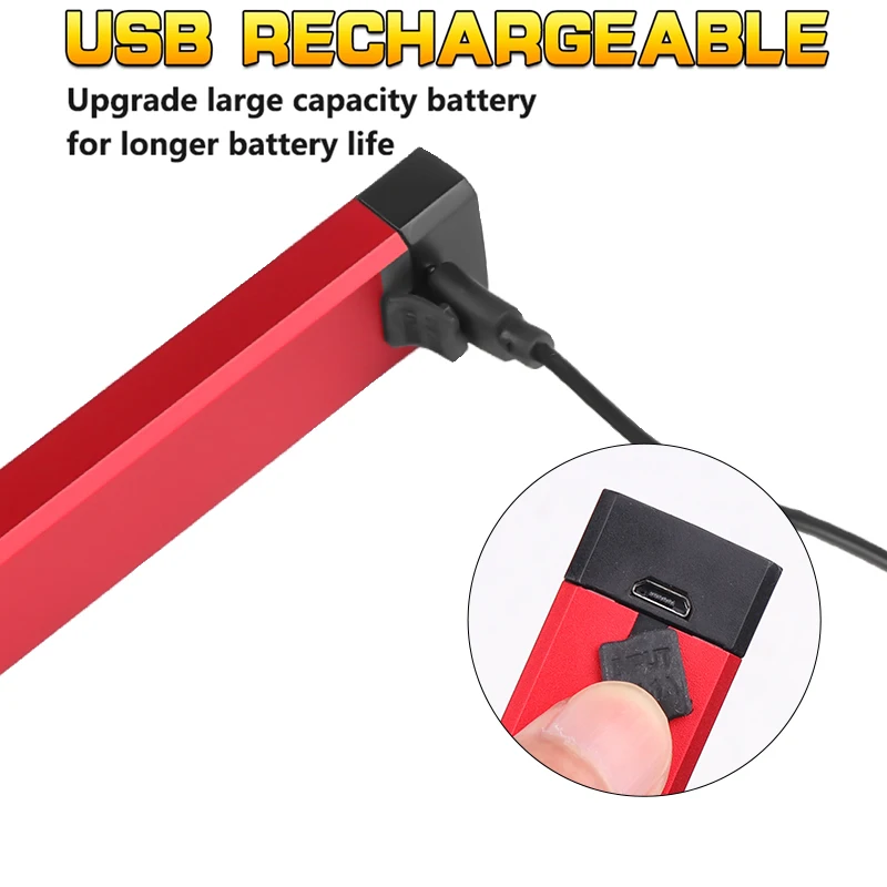 Светодиодный рабочий фонарик COB с зарядкой от USB белый или красный Магнитный