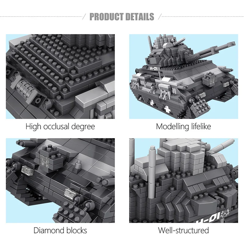 1350pcs Mini Blocks Military Army Tank Model Building Soldier Figures Damond Bricks WW2 Educational Toys for Children | Игрушки и хобби
