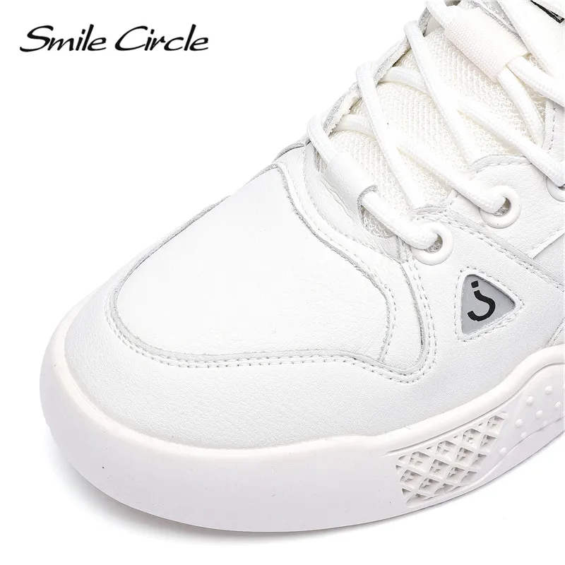 Женские кроссовки Smile Circle белые туфли на плоской платформе из натуральной кожи