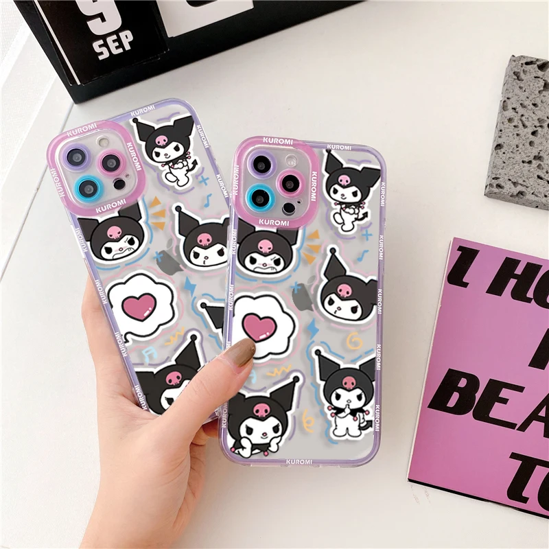 

Cute Cartoon Anime Transparent Phone Case for IPhone 13 Pro Funda for Iphone 12 11 Pro Max Lens Protection Shockproof Soft Cover