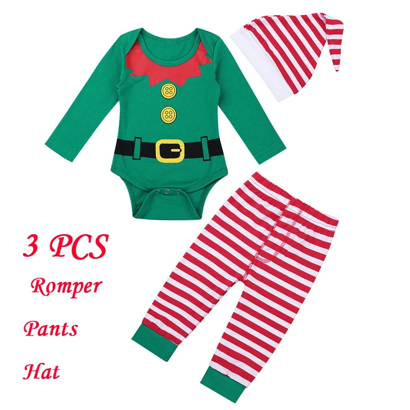 

Christmas Costume for Newborn Baby Boys Girls Party Hat Pants Santa Elves Outfits Cute Long Sleeve Carnival Wear for infants