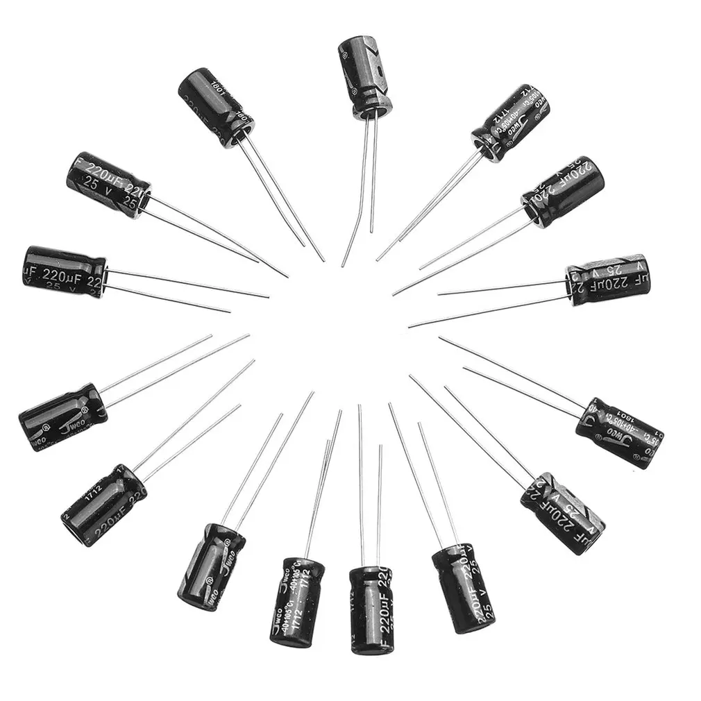 

500pcs/set 0.1uf-1000uf 24values Aluminum Electrolytic Capacitors 16-50V Mix Electrolytic Capacitor Assorted Kit Black LESHP 50V