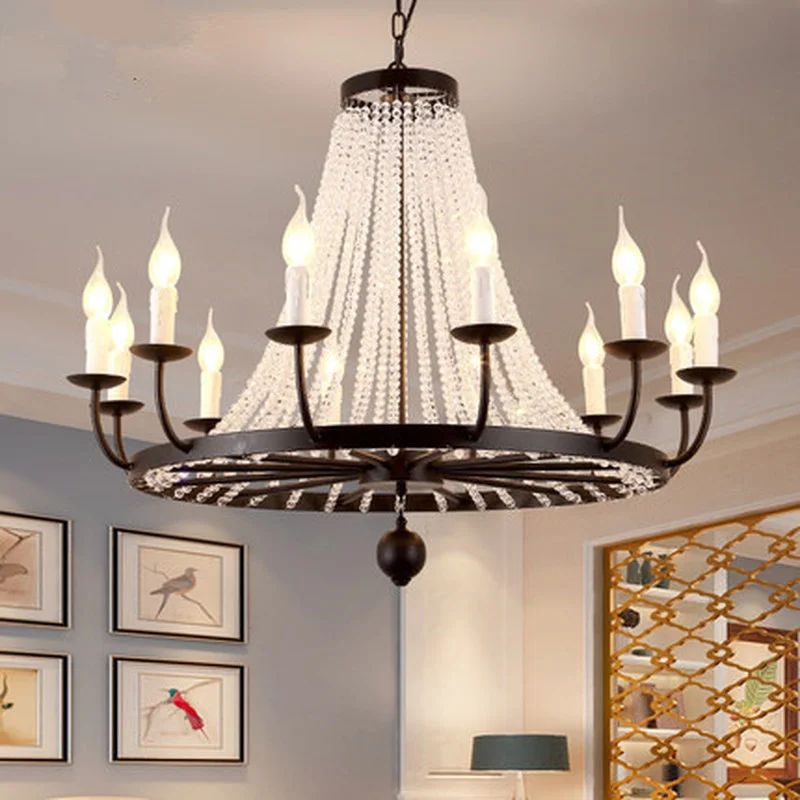 Винтажная Элегантная черная хрустальная люстра хрустальное освещение для