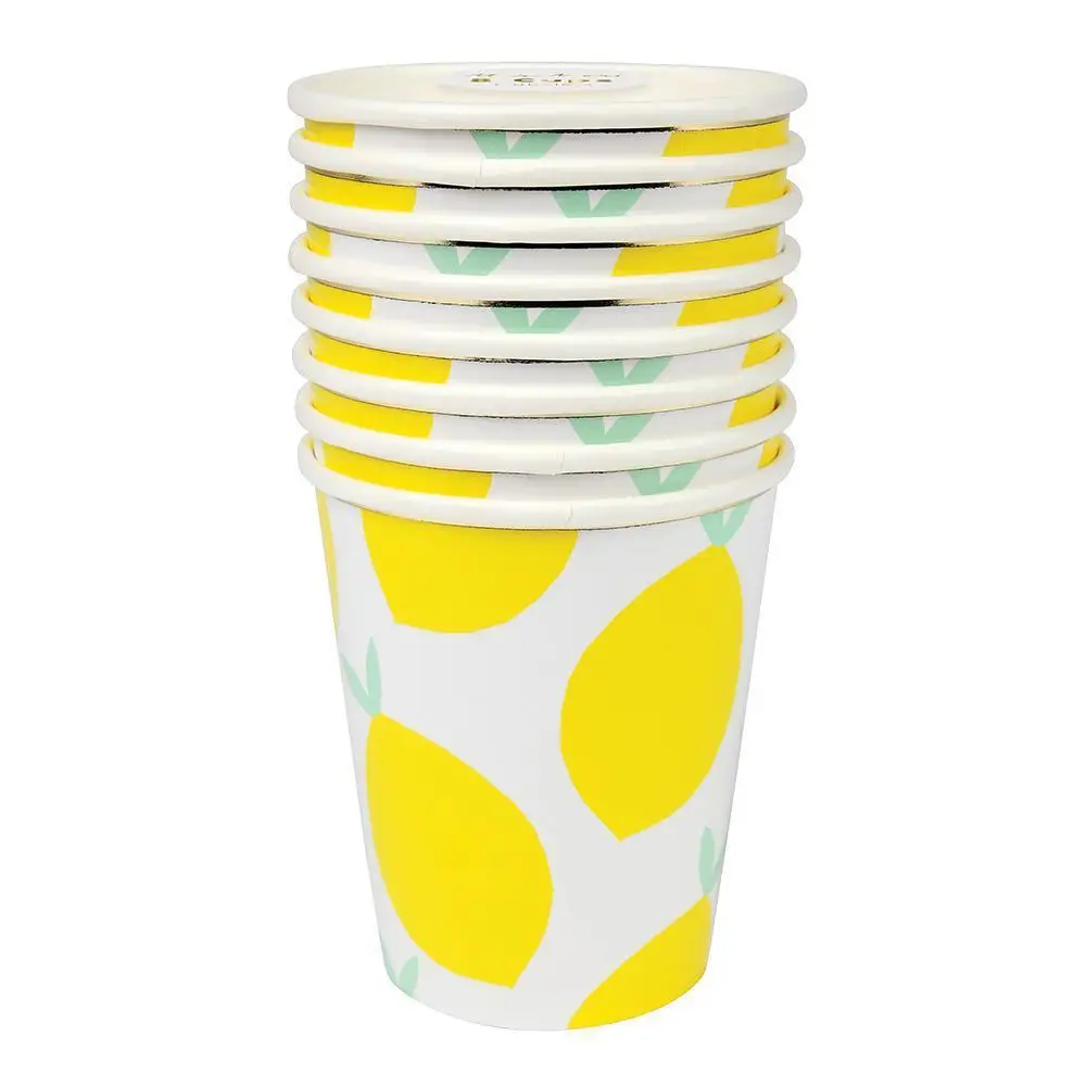 Disposable Tableware Party Supplies Paper Straw/Plate/Cup/Napkins Yellow Lemon Birthday Decorations Adult For Wedding | Дом и сад