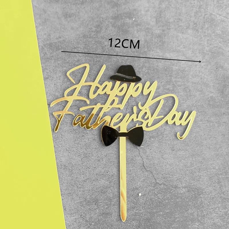 

Printed Acrylic Fashion Gold Black Cake card decoration happy Father's Day cake decoration