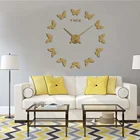 Акриловые зеркальные настенные часы с рисунком бабочек, самодельные трехмерные модные домашние украшения, настенные часы с батареей