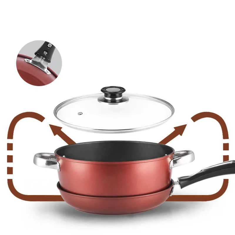 Сковорода 2 шт Антипригарная посуда комбинированная сковорода суповый горшок из