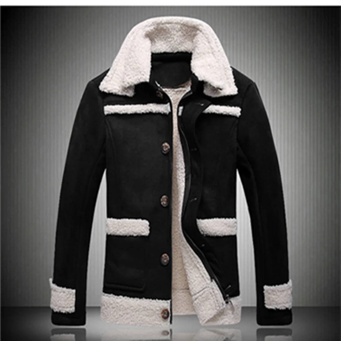 

Fur Zipper Top Winter Warm Jacket Thickened Imitation Fur Men's Coat Double Collar