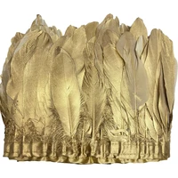 wholesale 10yardslot dipped gold goose feathers trims white geese feather for crafts fringes ribbons clothing plumas plume
