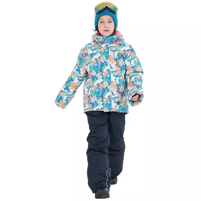 

Ski Suit For Kids SnowBoarding Waterproof and Windproof Girls/Boy Pants+Jacket Set Winter Sports Thickened Clothes For Children