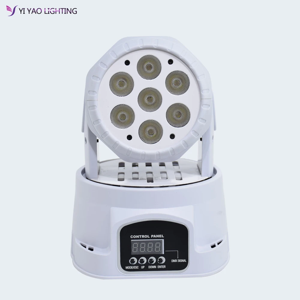Мини светодиодный стирка 7x12W 4in1 RGBW Quad сценический светильник с движущейся