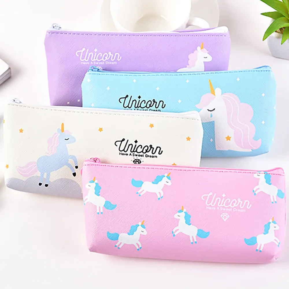 

Pencil Case Durable Stationery Multifunction Cosmetic Makeup Pouch Bag Cute Unicorn Design Set of 4 Waterproof