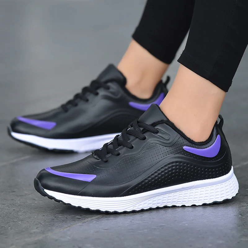 Кроссовки женские плюшевые спортивная обувь для бега и фитнеса плоская подошва