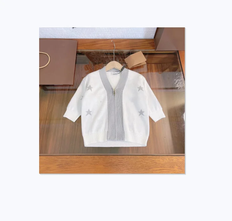 

2021 Autumn and winter top high-end fashion brand cashmere knitted zipper coat for boys and girls 2 4 6 8 10 years old