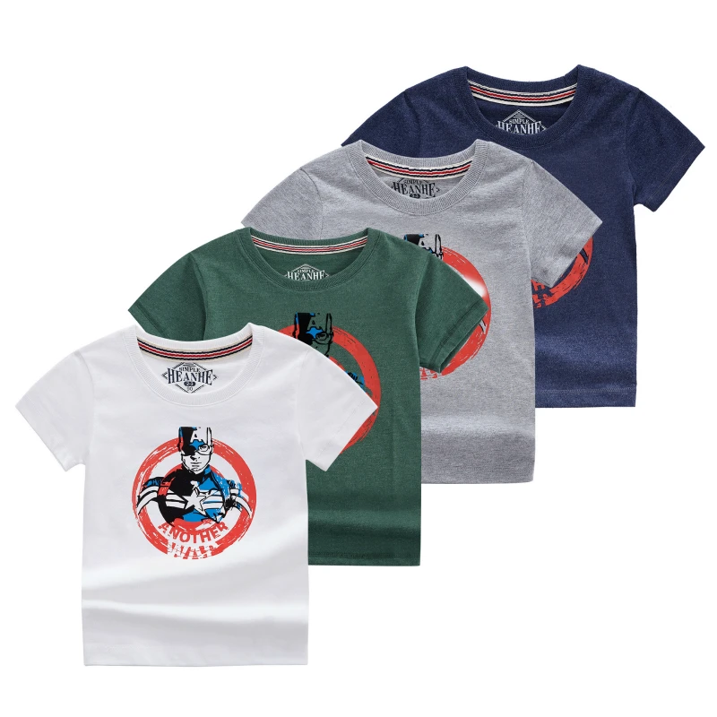 Летние детские футболки с коротким рукавом для мальчиков хлопковая Футболка Marvel