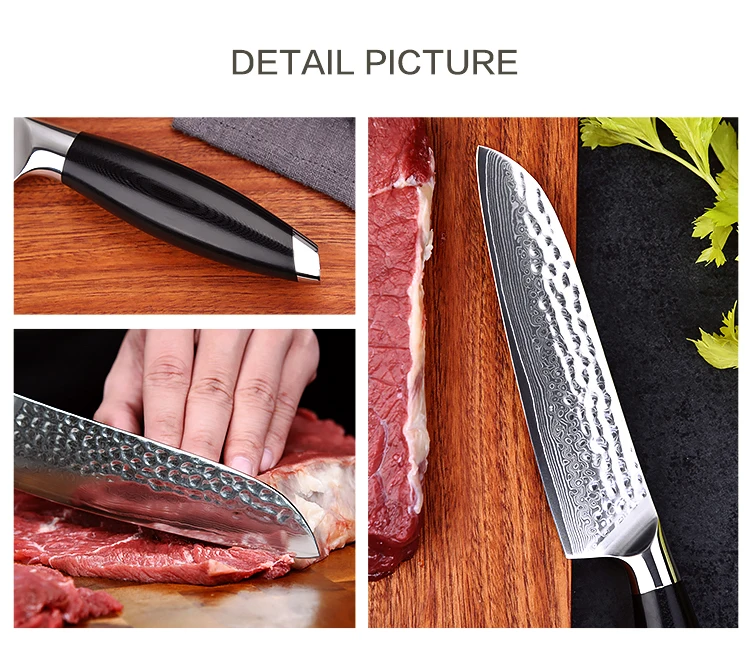 Кухонный нож Santoku Дамасские стальные ножи повара 6 дюймов Hammared узор VG10 пустая головка для стержня острый резак нож для нарезки мяса инструменты
