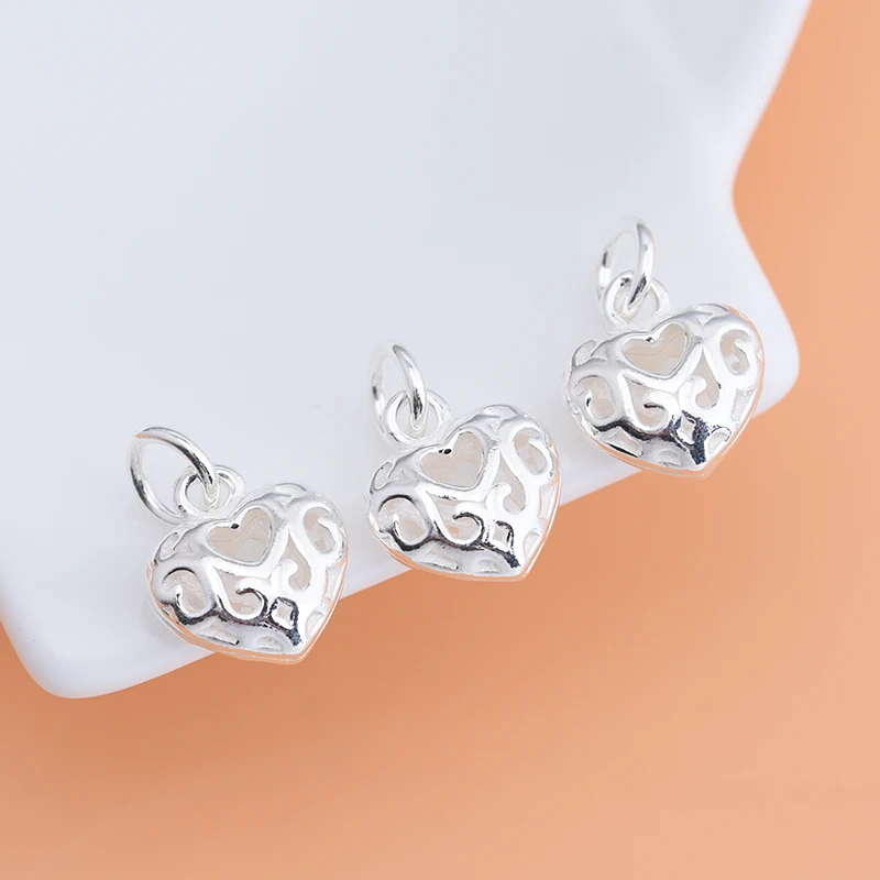 Аксессуары из стерлингового серебра 925 пробы подвеска в форме сердца самодельный