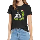 Футболка женская, из 100% хлопка, с рисунком на Рождество, для отпуска, мягкая, 2021