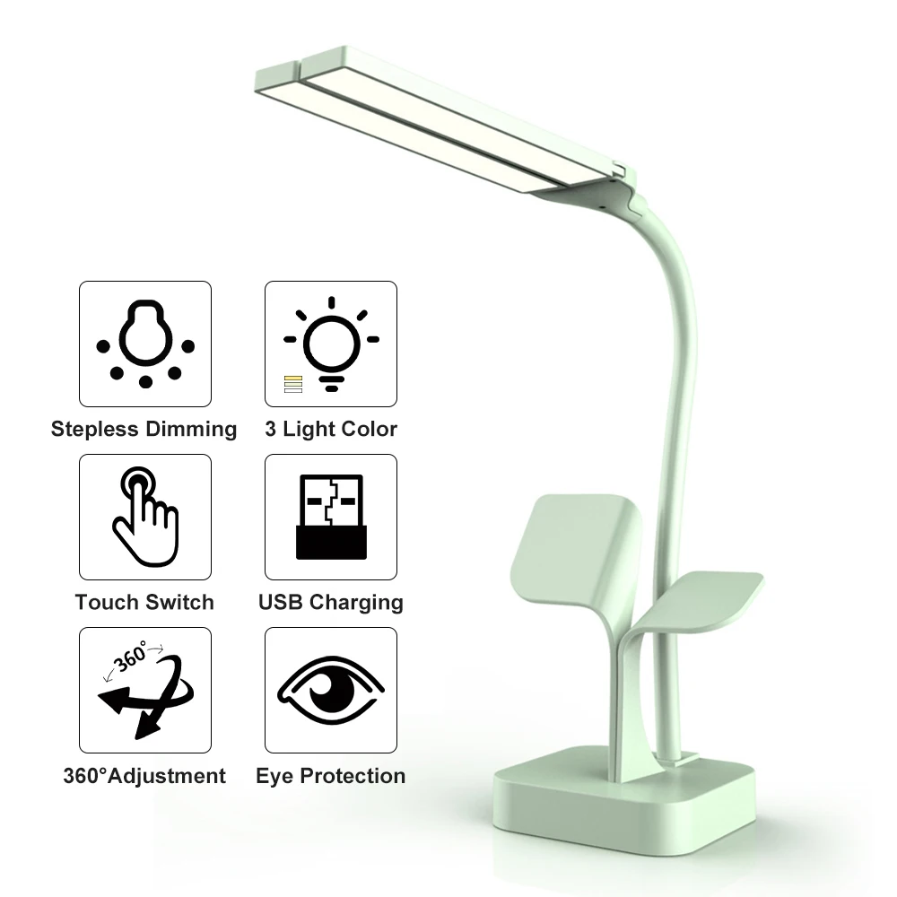 Светодиодная настольная лампа с зарядкой по USB вращающийся приглушаемый