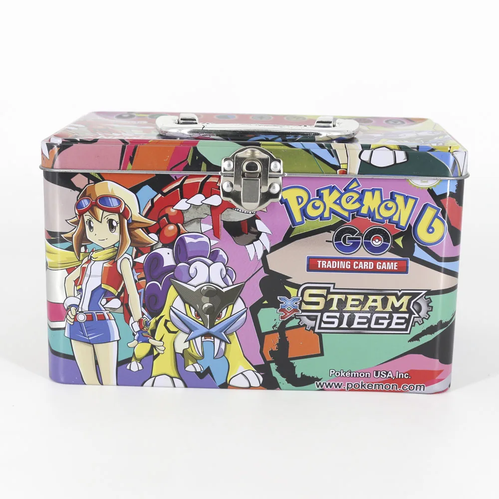 

TAKARA TOMY Pokemon Card Metal Box Table Card Game MEGA Trainer Energy Collections Cards Battle Toys 153cards for Kids