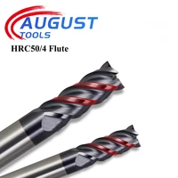 augusttools alloy carbide milling cutter end mill hrc50 4 flute metal cutter steel milling tools end mill 4mm 6mm 8mm 10mm 12mm