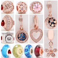 original 925 sterling silver rose gold night sky pendant camera beads for pan charm bracelets and necklaces ladies diy jewelry