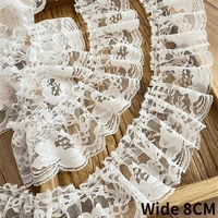 8cm wide white mesh needlework ruffles lace tulle fabric fringe ribbon frills for curtains dress diy crafts apparel accessories