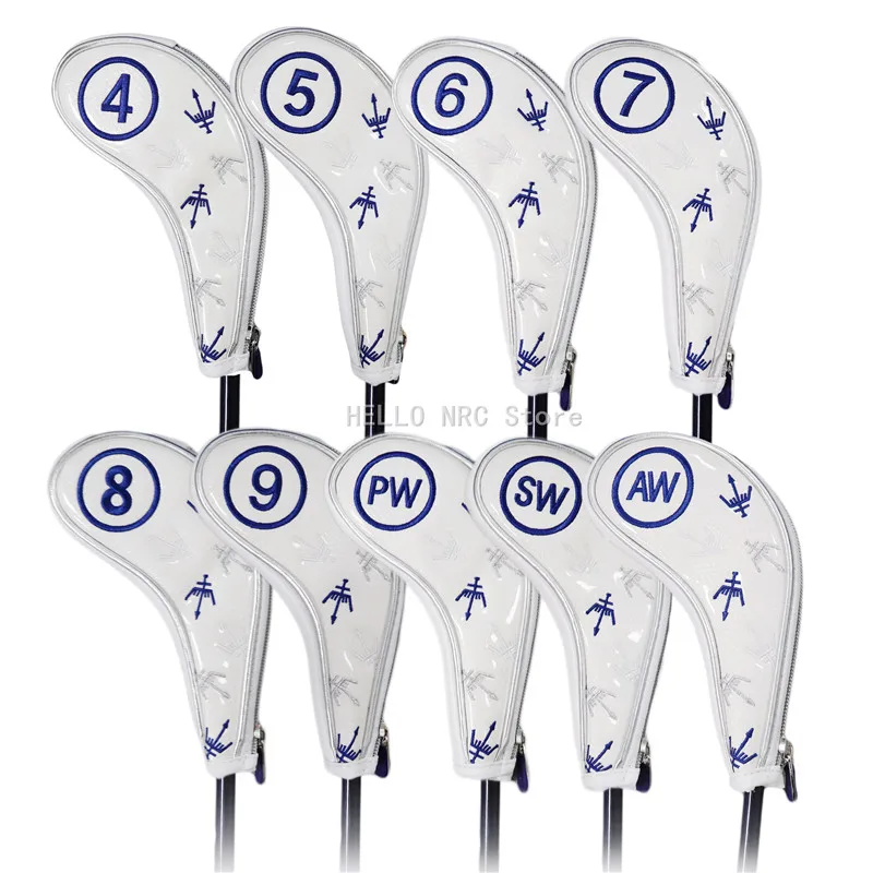 

Golf Iron Headcovers Customized Synthetic Leather 9pcs (4,5,6,7,8,9,P,S,A) Set with Zipper Closure Putter Cover Protect