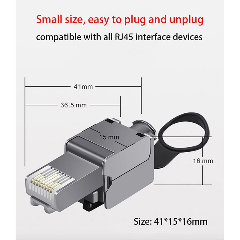 Цинковый сплав щит 8P8C RJ45 разъем совместим с Cat6/Cat6A/Cat7/Cat8 разъемом для кабеля Ethernet 10