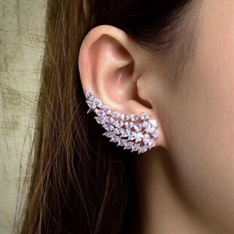 Модные серьги гвоздики Uilz с блестящим кубическим цирконием крылья ангела для