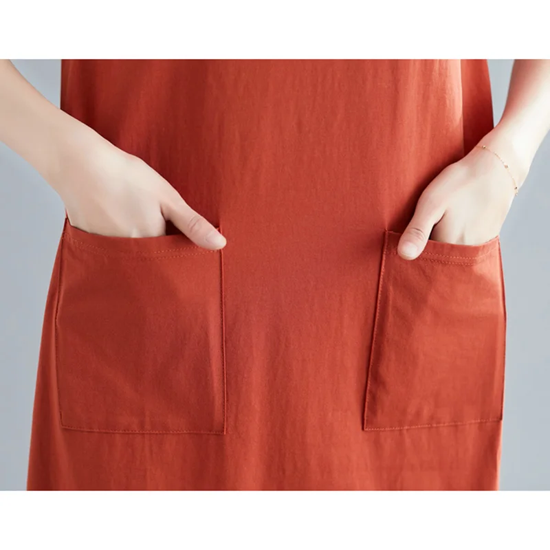 Женское Хлопковое платье с карманами однотонное вечерние до колена V образным