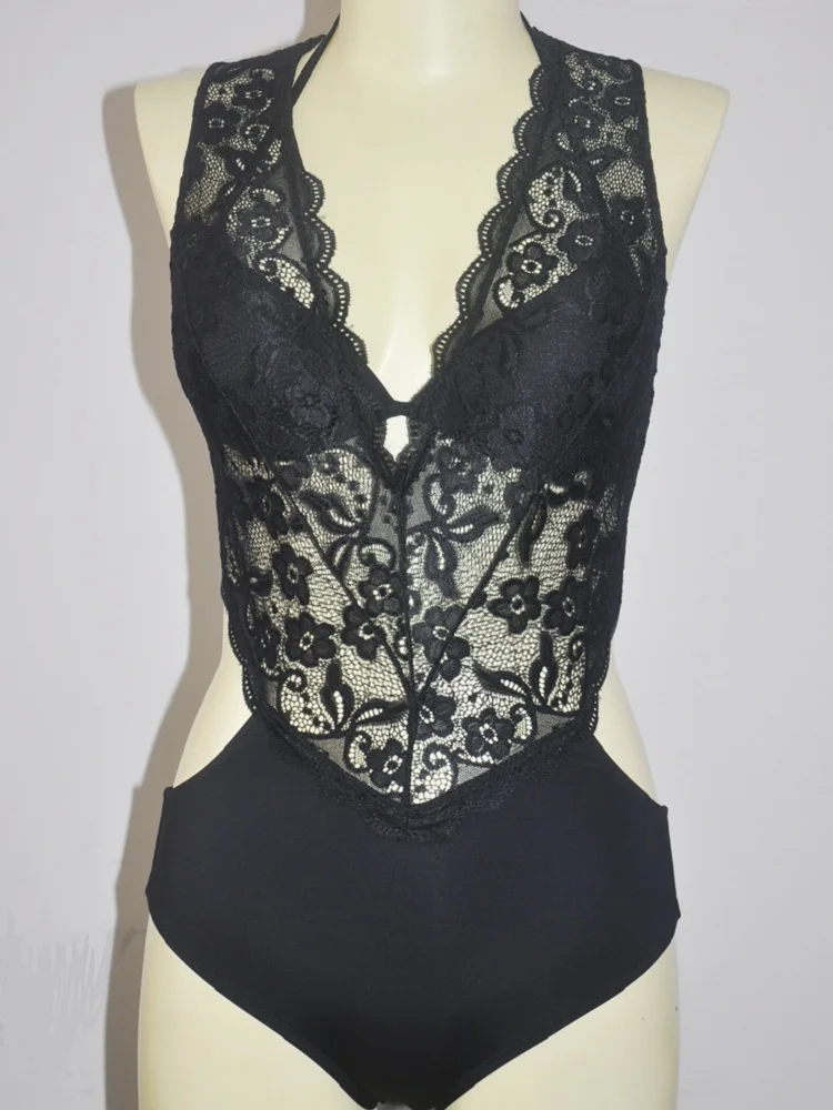 

Two-piece suit for new ladies swimwear gathered bikini lace swimsuit with chest pad Black lace stylish comfortable