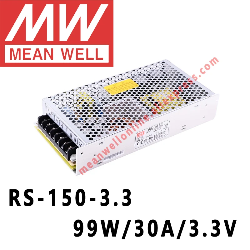 

RS-150-3.3 Mean Well 99W/30A/3.3V DC Single Output Switching Power Supply meanwell online store