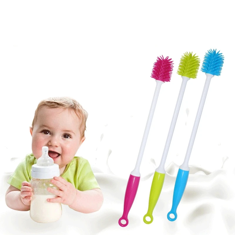Щетка для чистки детских бутылочек силиконовая длинная ручка щетки мытья чашки