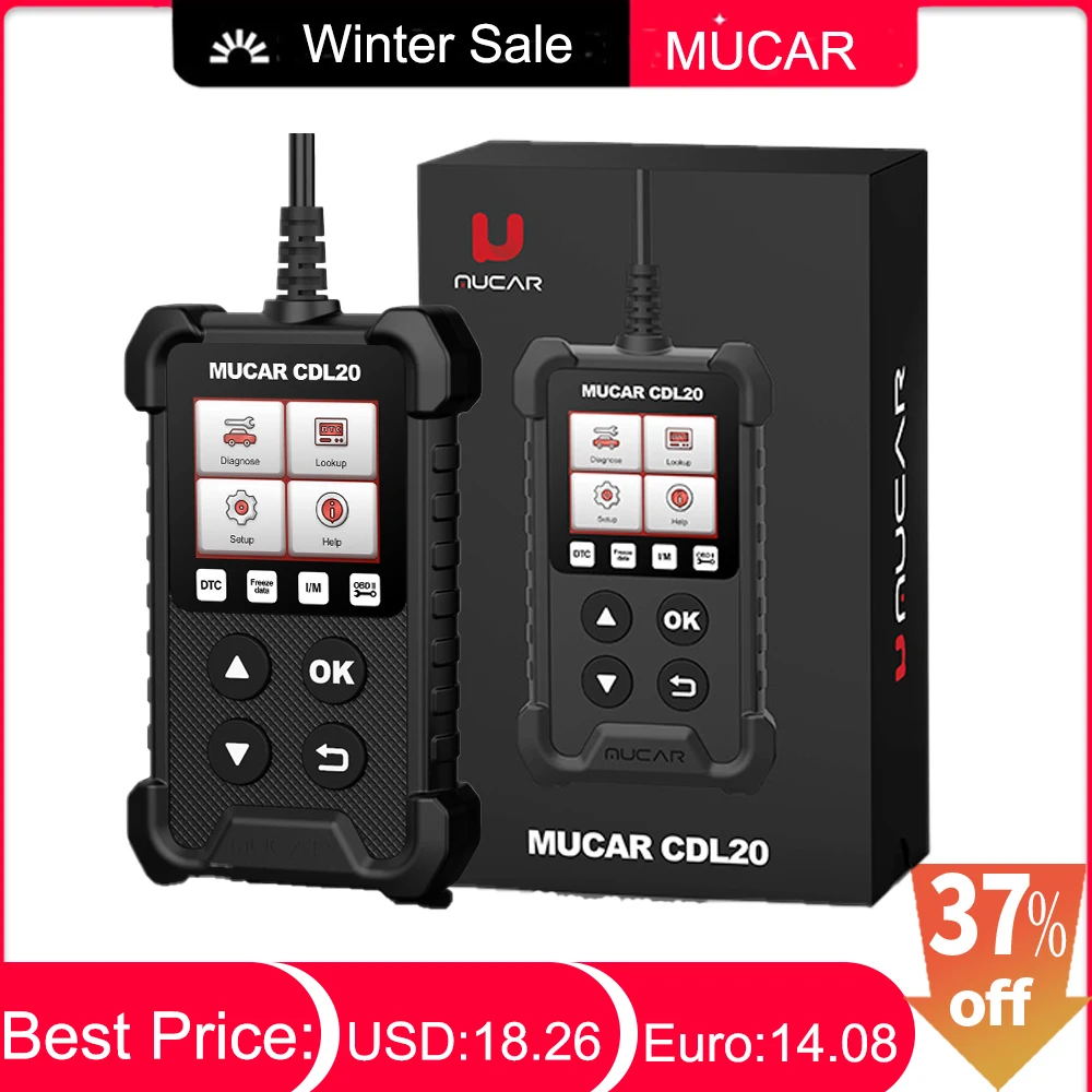 

Сканер MUCAR CDL20 OBD2, профессиональный автомобильный диагностический инструмент, бессрочный сканер, автомобильный считыватель кодов PK Thinkobd 20