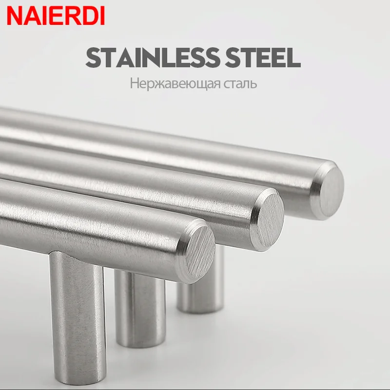 naierdi 20pcs black furniture handle stainless steel t bar brushed gold kitchen handle cabinet pull with cuttable bamboo screw free global shipping