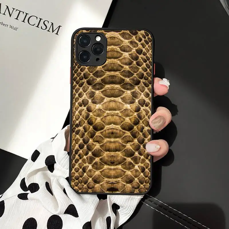 

Snake Skin texture pattern Phone Case matte transparent For iphone 7 8 11 12 plus mini x xs xr pro max protective custom cover