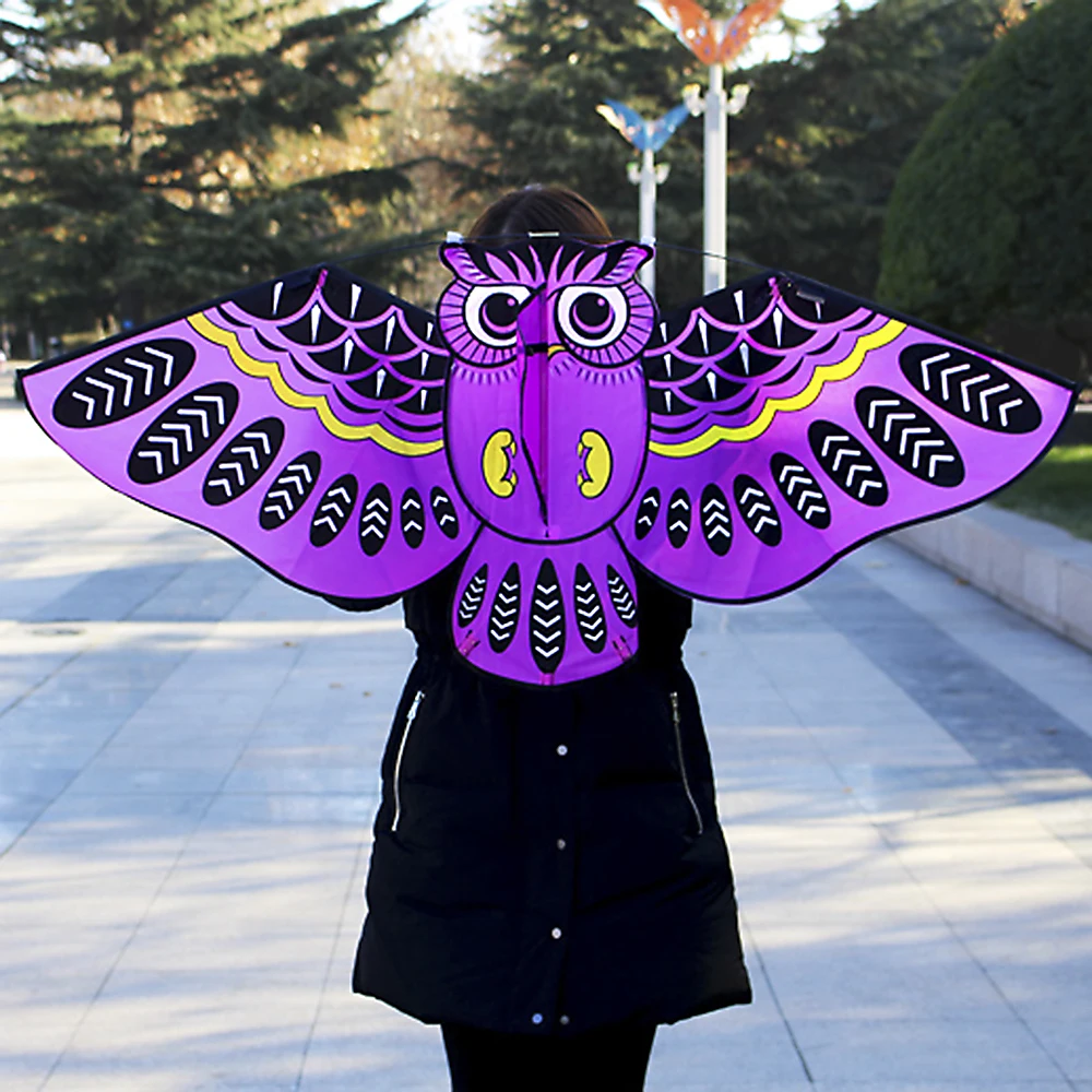 Новый Красочный легкий Летающий змей 43x20 дюймов с мультяшной совой 50 м линией