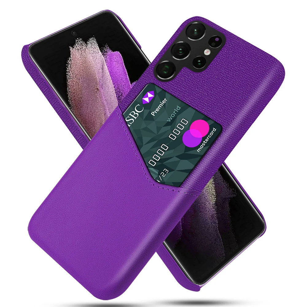 

S22 Ultra Febric Card Holder Cover For Samsung S22 Ultra S22Pro S22+ Cloth Texture PU Antiskid Case For Galaxy S22 Pro Plus capa