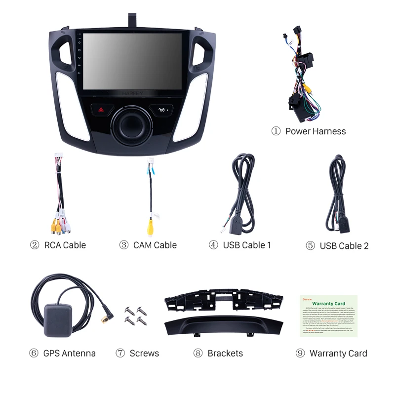 Harfey автомобильный Navi Android8.1 GPS 9 &quotHD стерео для Ford Focus 2011 2012 2015 поддержка OBD2 DVR SWC